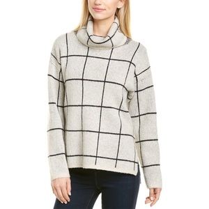 Madewell XL Gray Windowpane Turtleneck Sweater